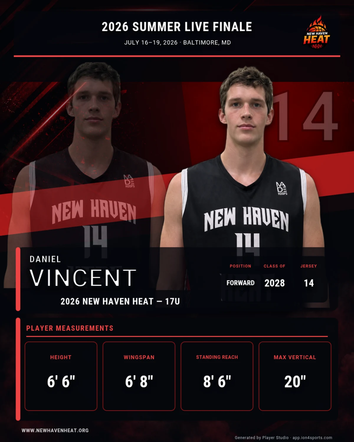 Player measurements graphic example